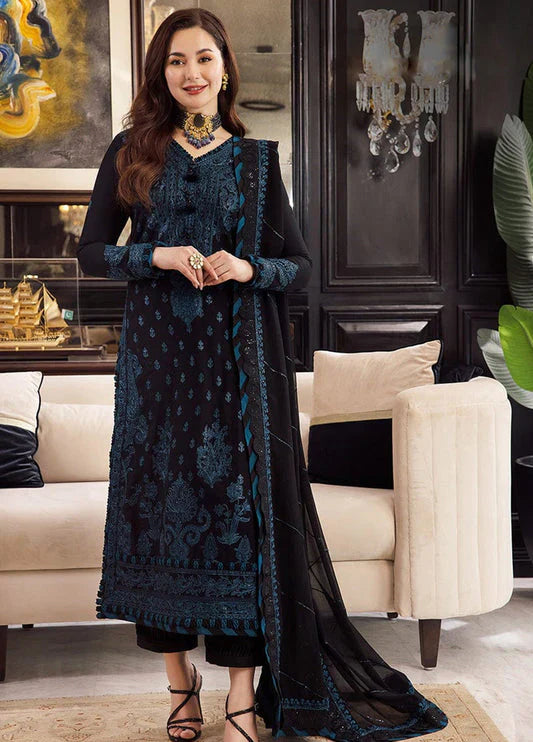 Embroidered Unstitched 3 Piece Chiffon Suit -EM0028- Party Wear