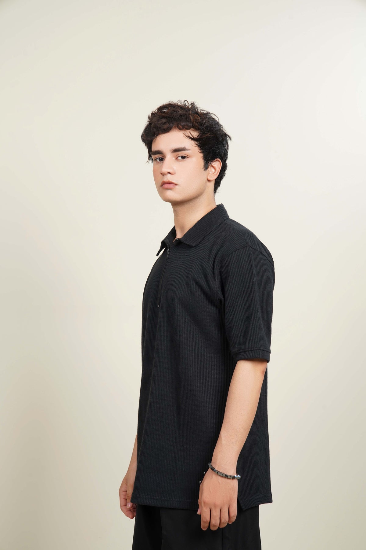 Half-Sleeve Polo Shirt with Quarter Zip