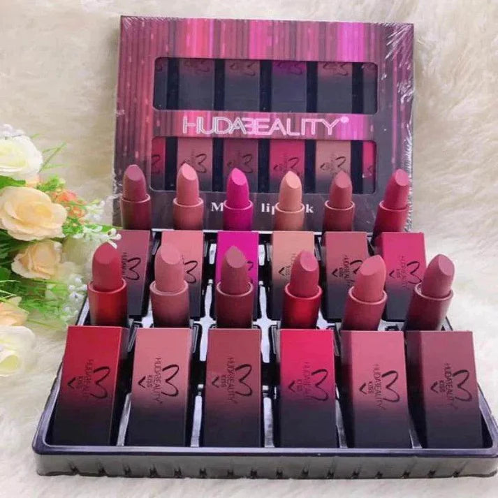 Huda Beauty Matte Lipstick Set - 12 Pcs