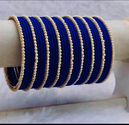 velevt bangles set for ladies with moti churriyan _ Trendy elegant 15 picecs bangles set for women glass velvet bangles set unique desgin