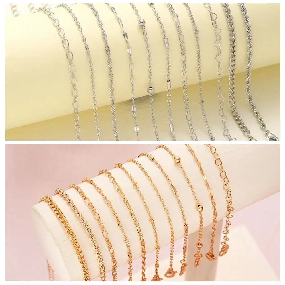 【Hot demand】11 Pcs/set Adjustable Boho Bracelet Set Twist Cuban Chain Multilayer Bracelets Wrist Adornment Hand Chain Bangles Girl