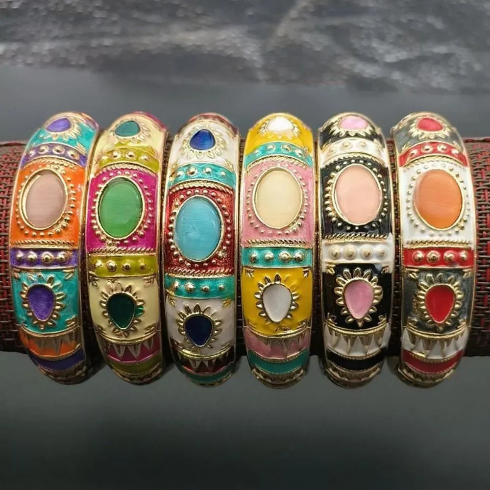 【Hot demand】Bohemian Chinese Cloisonne Bracelet Traditional Double Bangle Peony Filigree Flower Bangle Ethnic Classic Women's Hand Bracelet Gifts for Women Girl