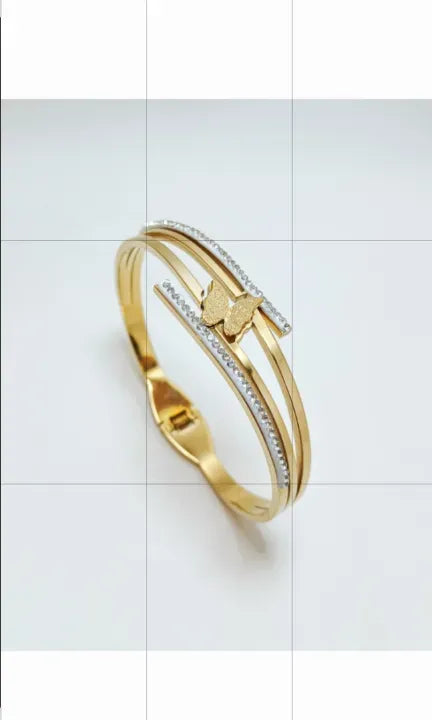 Baby Jewelry Butterfly Bangle Stainless Steel Gold Color Bracelet Girl Women Hand Accessory Jewellery Party Gift Wholesale