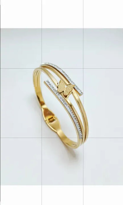 Baby Jewelry Butterfly Bangle Stainless Steel Gold Color Bracelet Girl Women Hand Accessory Jewellery Party Gift Wholesale