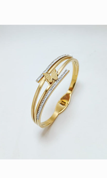 Baby Jewelry Butterfly Bangle Stainless Steel Gold Color Bracelet Girl Women Hand Accessory Jewellery Party Gift Wholesale