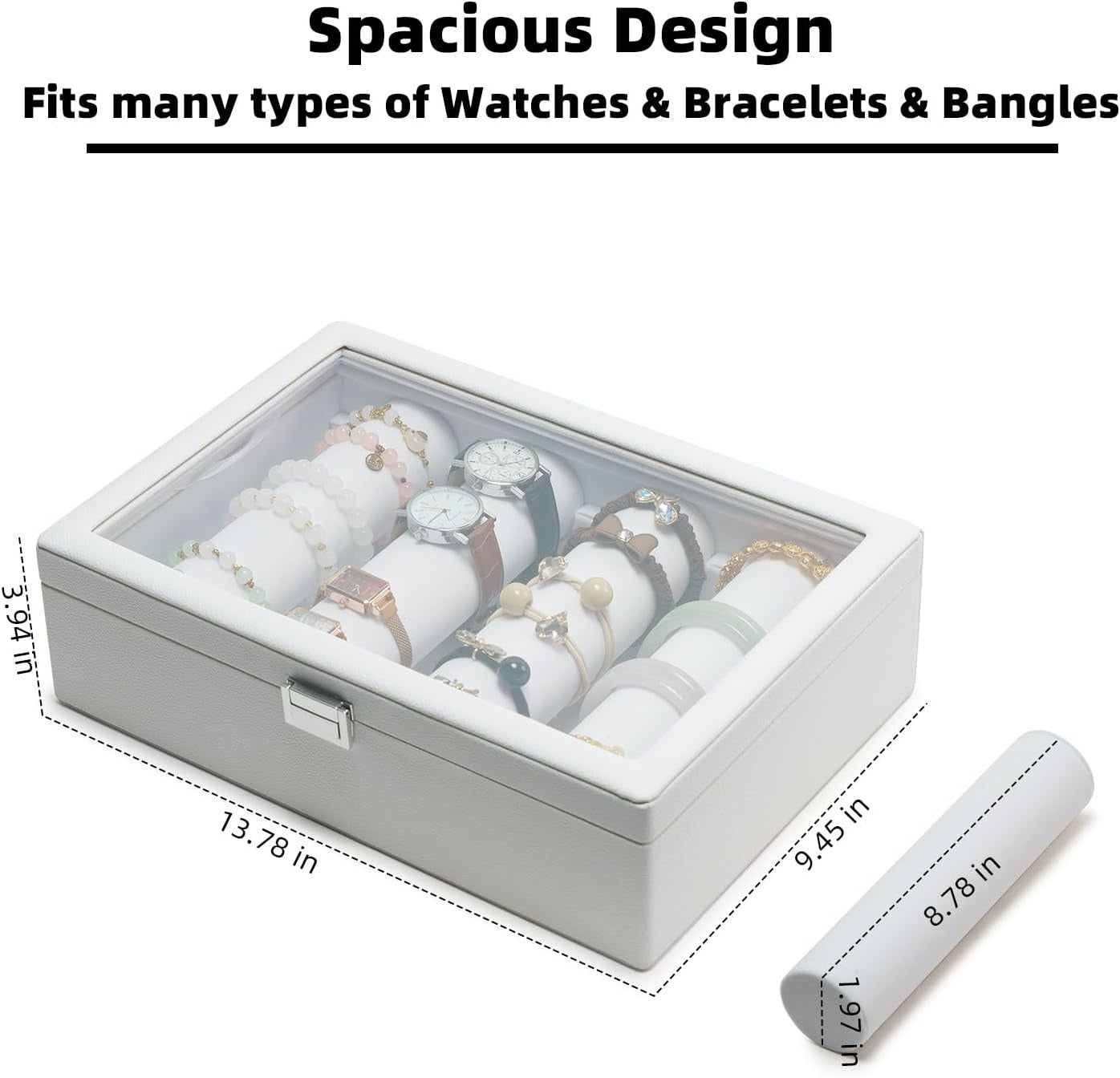 Premium Bangle Bracelet Storage Organizer Box, Jewelry Storage Case with 2 Rods, Bangle Watch Display Tray for Women Girls