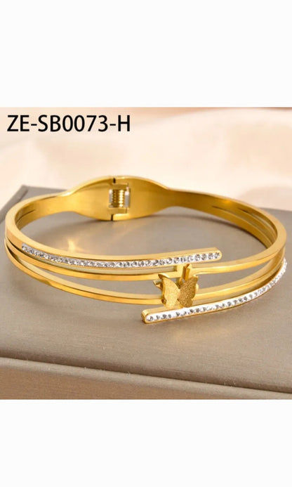 Baby Jewelry Butterfly Bangle Stainless Steel Gold Color Bracelet Girl Women Hand Accessory Jewellery Party Gift Wholesale