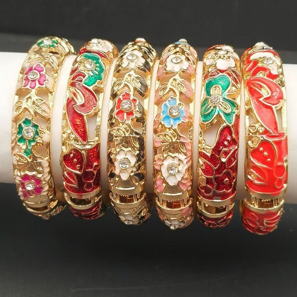 【Hot demand】Bohemian Chinese Cloisonne Bracelet Traditional Double Bangle Peony Filigree Flower Bangle Ethnic Classic Women's Hand Bracelet Gifts for Women Girl