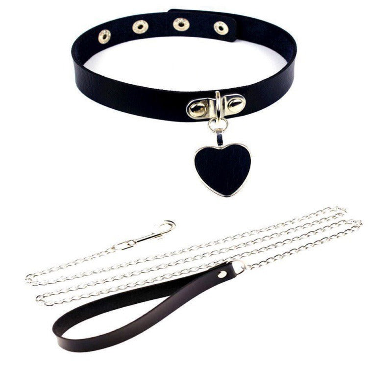 【Hot demand】Gothic Harness Women Collar Choker Leather Chain Pendant Collar Choker Luolong