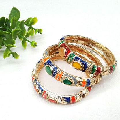 【Hot demand】Bohemian Chinese Cloisonne Bracelet Traditional Double Bangle Peony Filigree Flower Bangle Ethnic Classic Women's Hand Bracelet Gifts for Women Girl